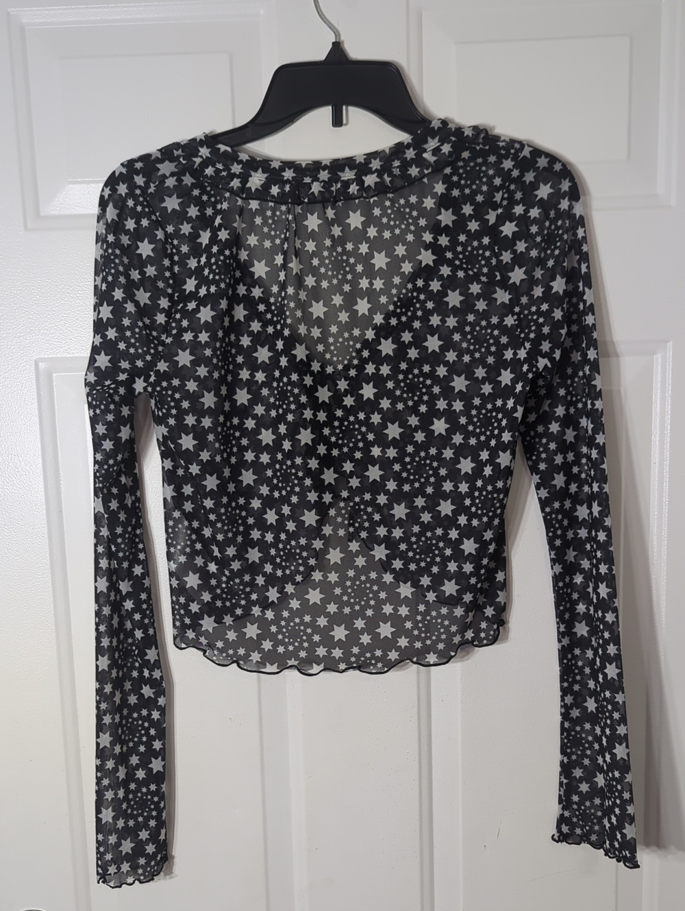 Free People Marne Celestial Star Print Sheer Mesh Tie Front Crop Top/Cardigan XS - Picture 4 of 12